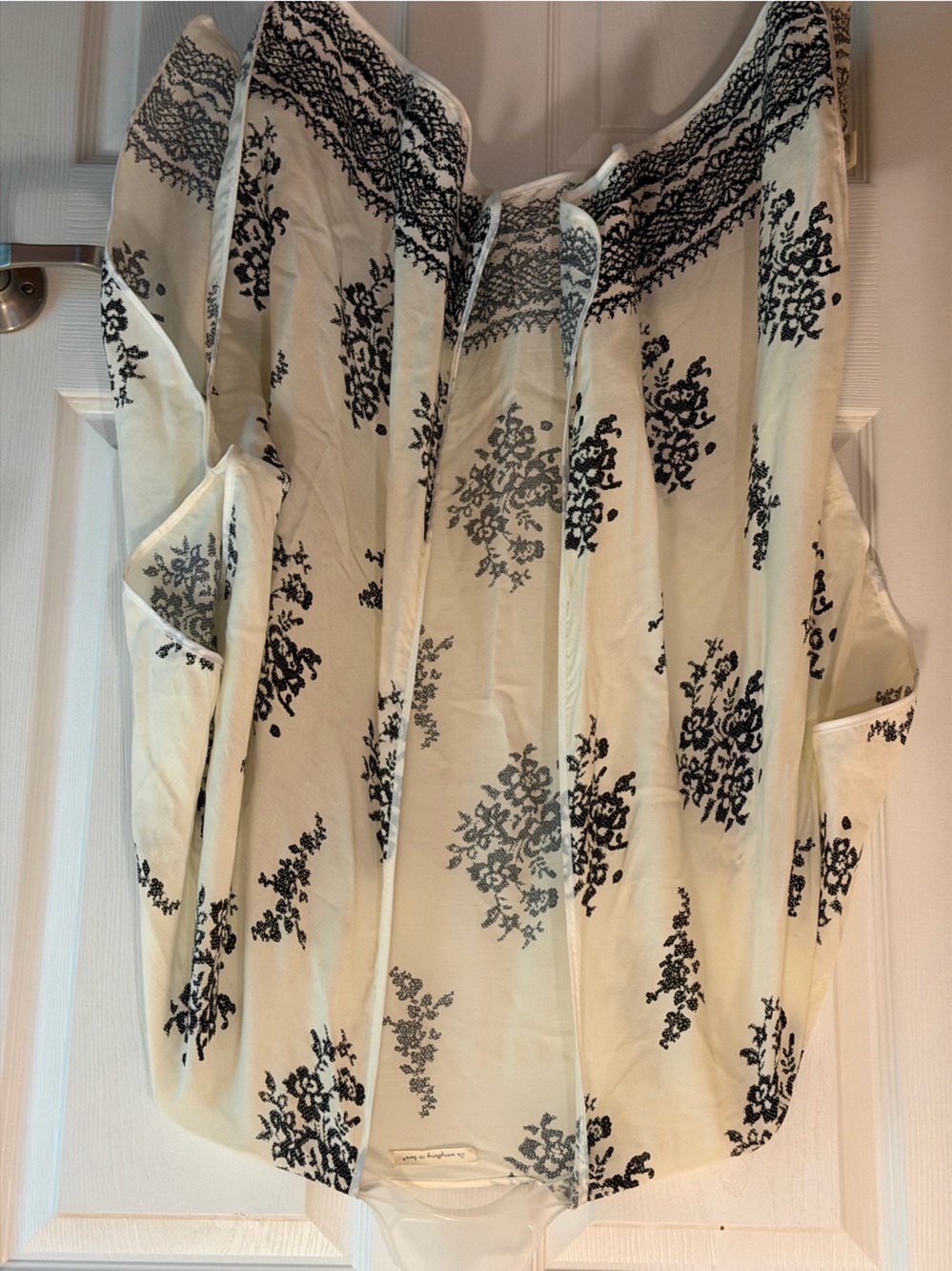 Do everything in love Cream Blouse with Black Floral Print